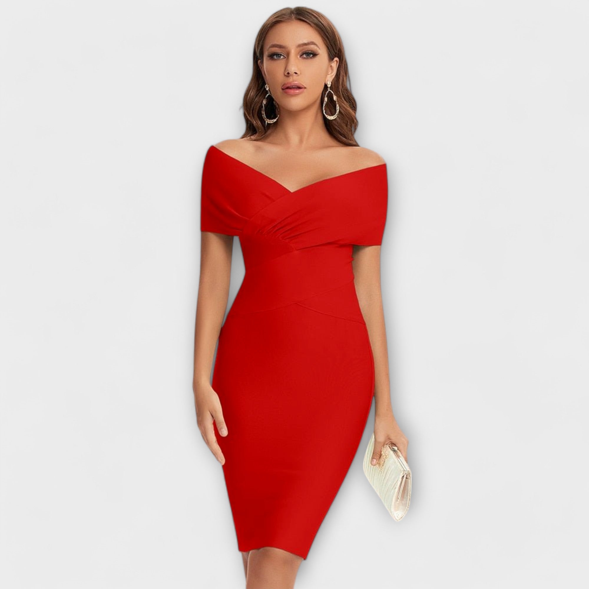 Elise Elegantní šaty s výstřihem, barva červená