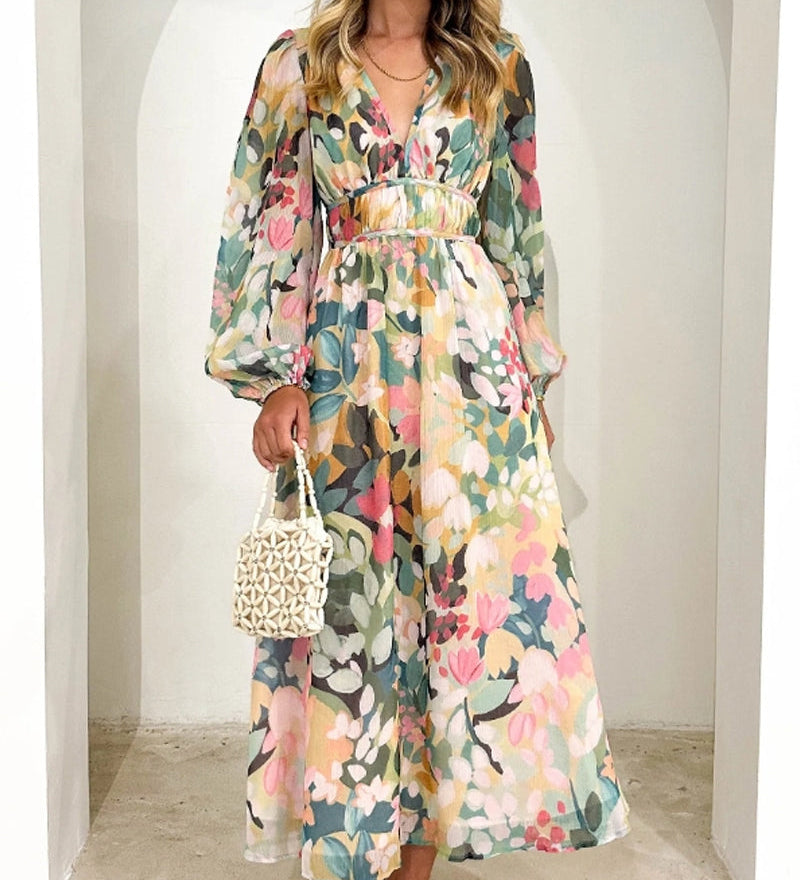 Capri Boho šaty, barva zelená