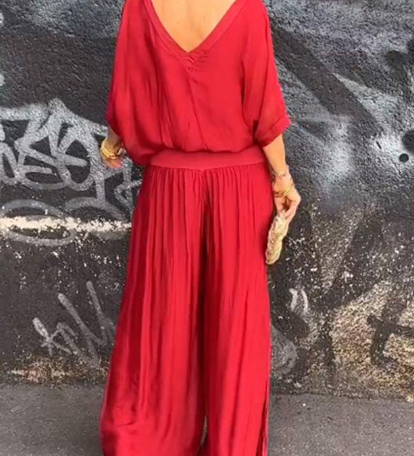 Clara Elegantní kalhoty, barva červená