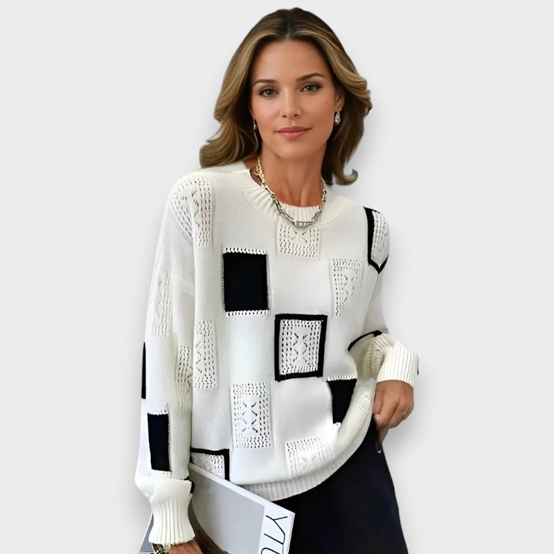 Elena Elegantní pletený svetr, barva bílá