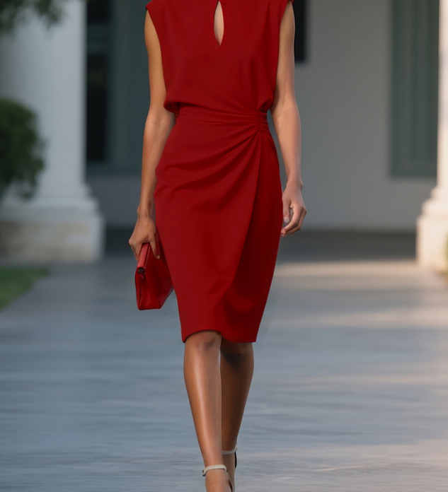 Florencie Elegantní midi šaty, barva červená
