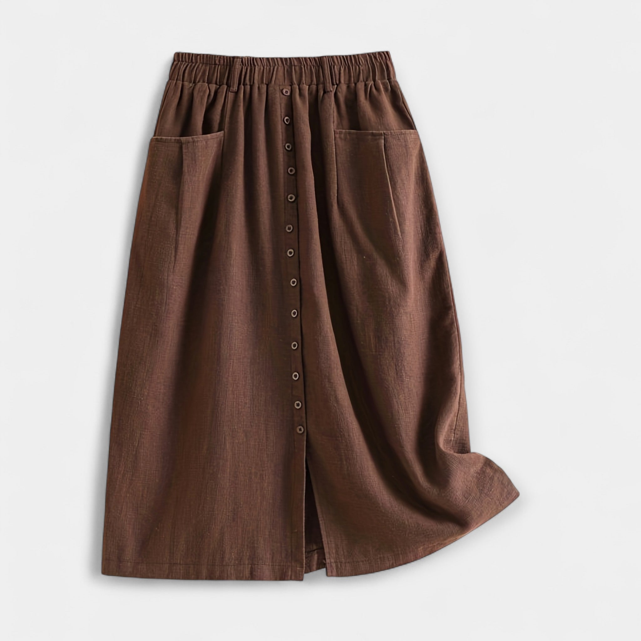 Isabella Vintage midi sukně, barva hnědá