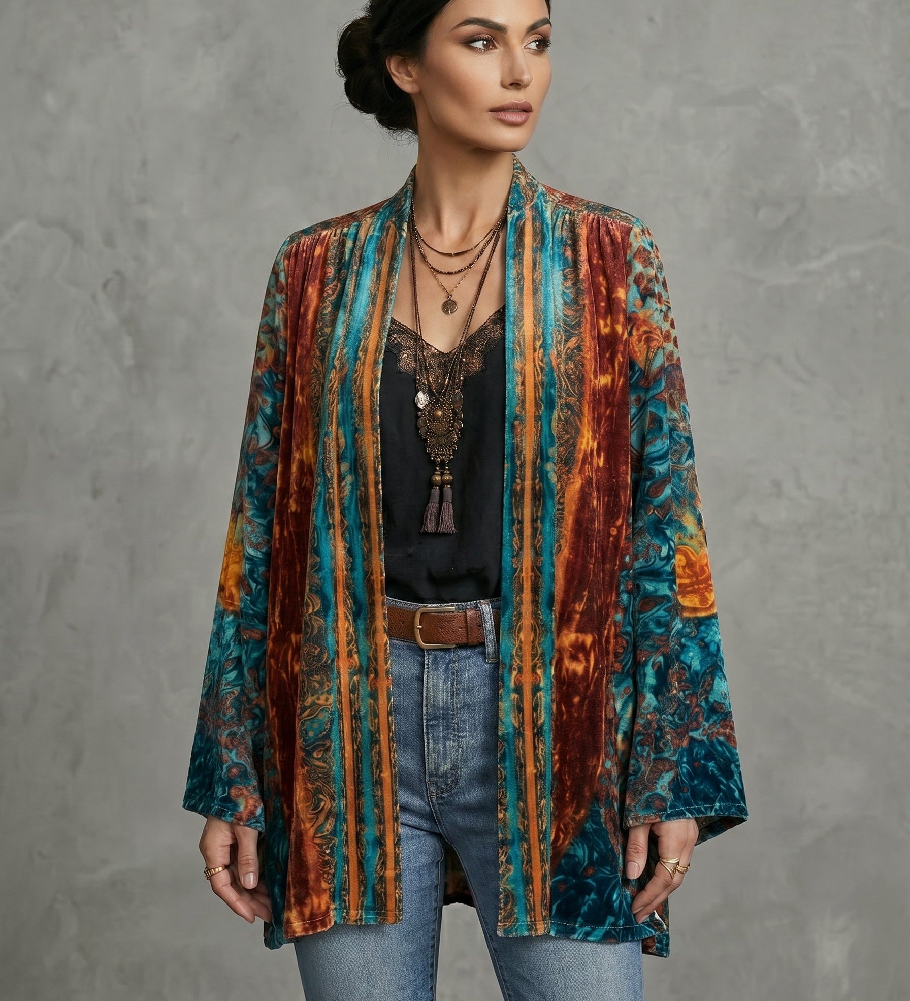 Florencie Boho lehká bunda, barva vícebarevná