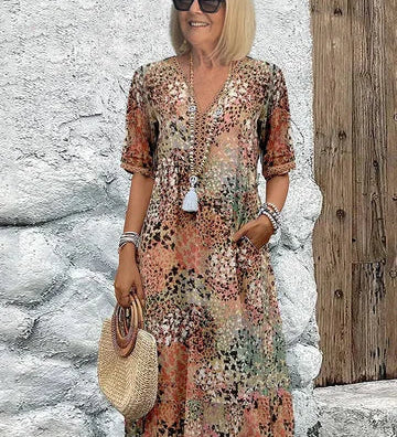 Verona Květované šaty, barva béžová