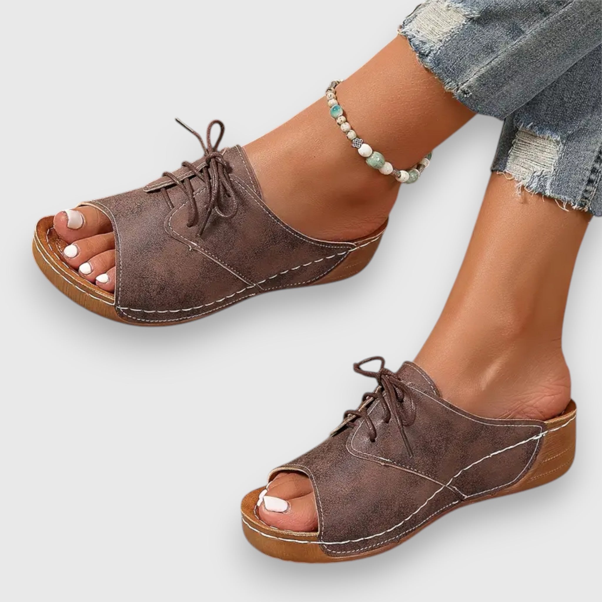 Nina Vintage sandály, barva hnědá