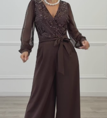 Amalfi Elegantní dámský overal, barva hnědá