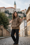 Dámská mikina s kapucí a leopardím vzorem
