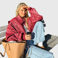 Sofia Kožená bunda oversized střihu