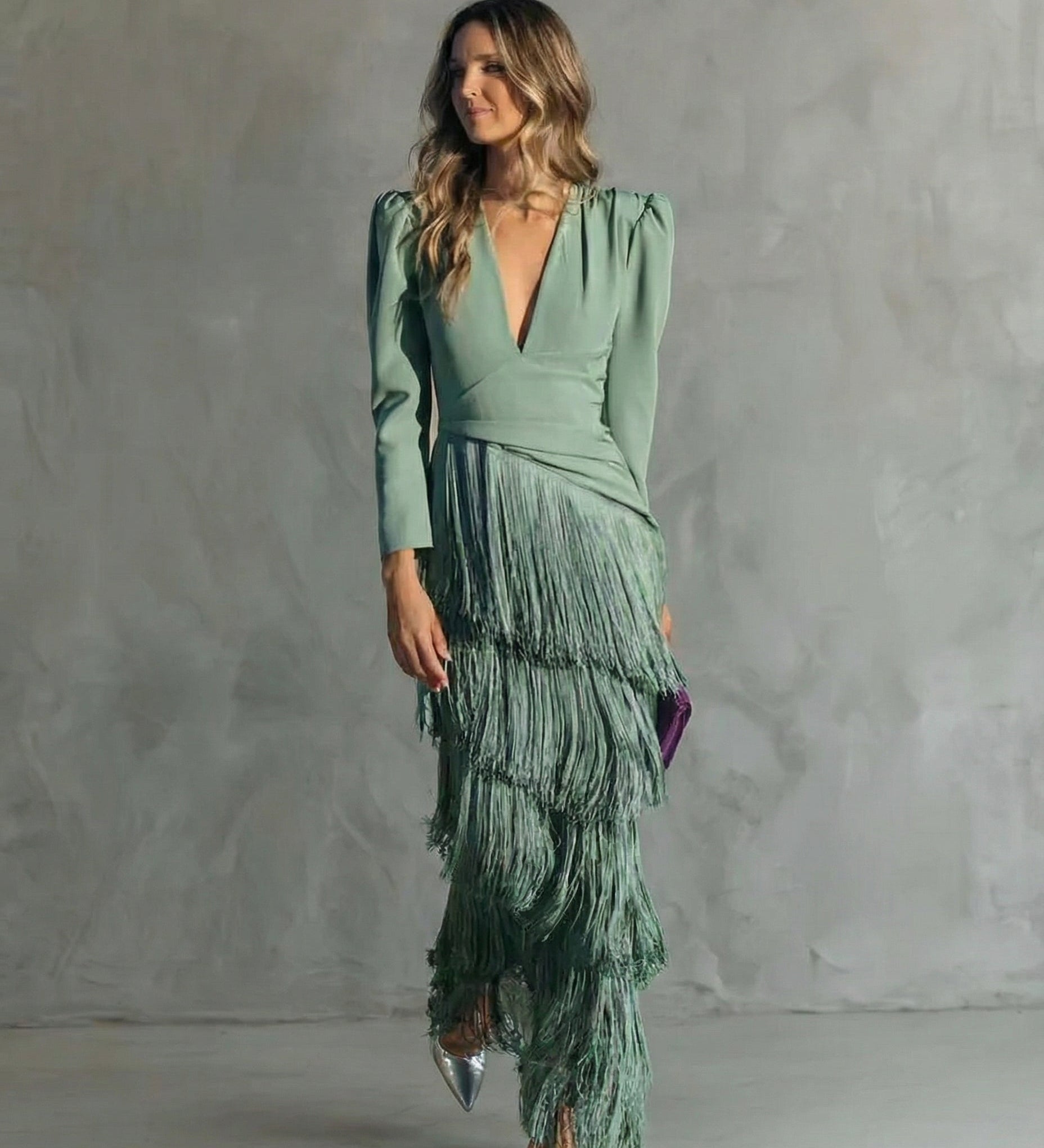 Capri Elegantní midi šaty, barva zelená