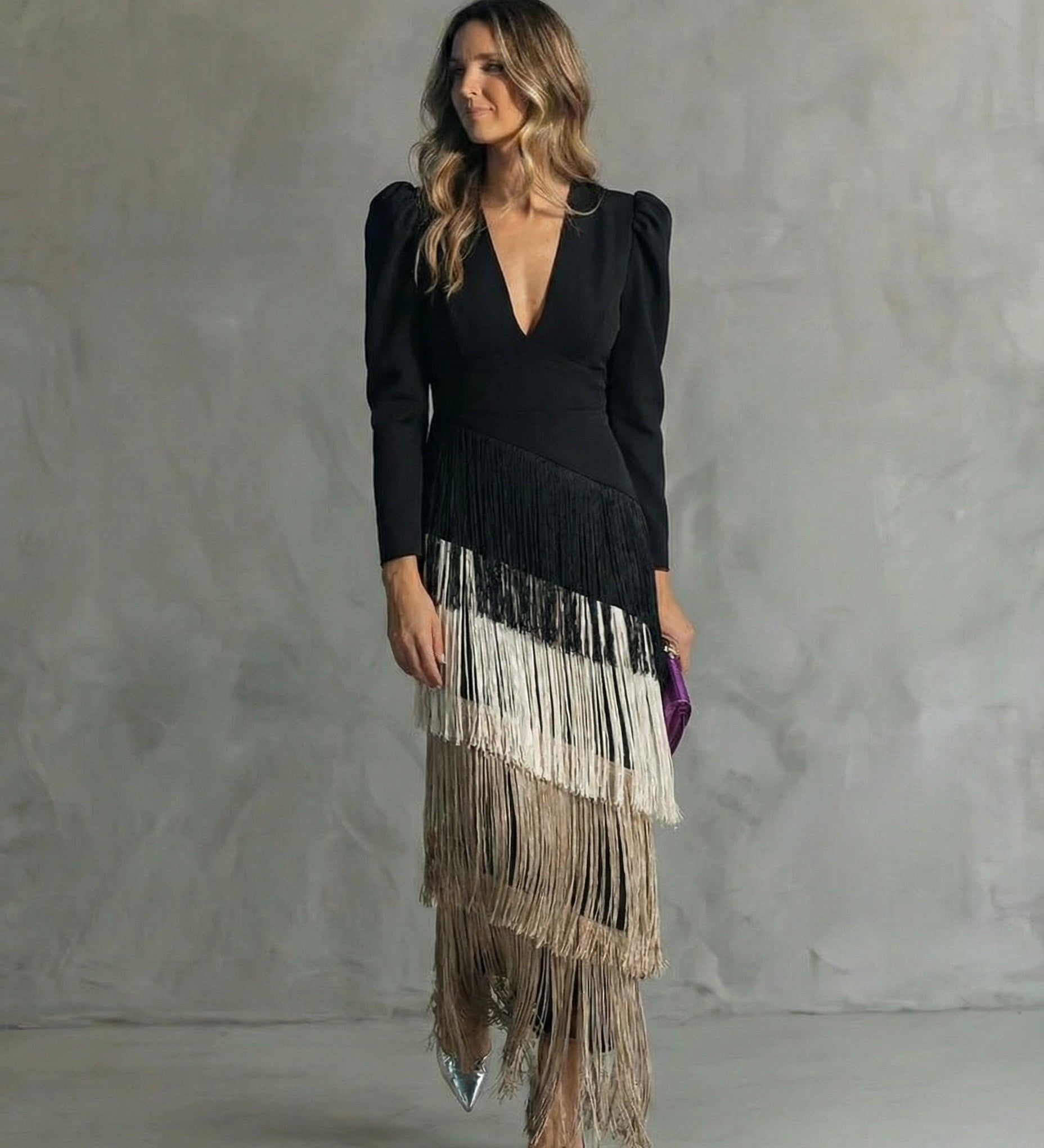 Capri Elegantní midi šaty, barva hnědá