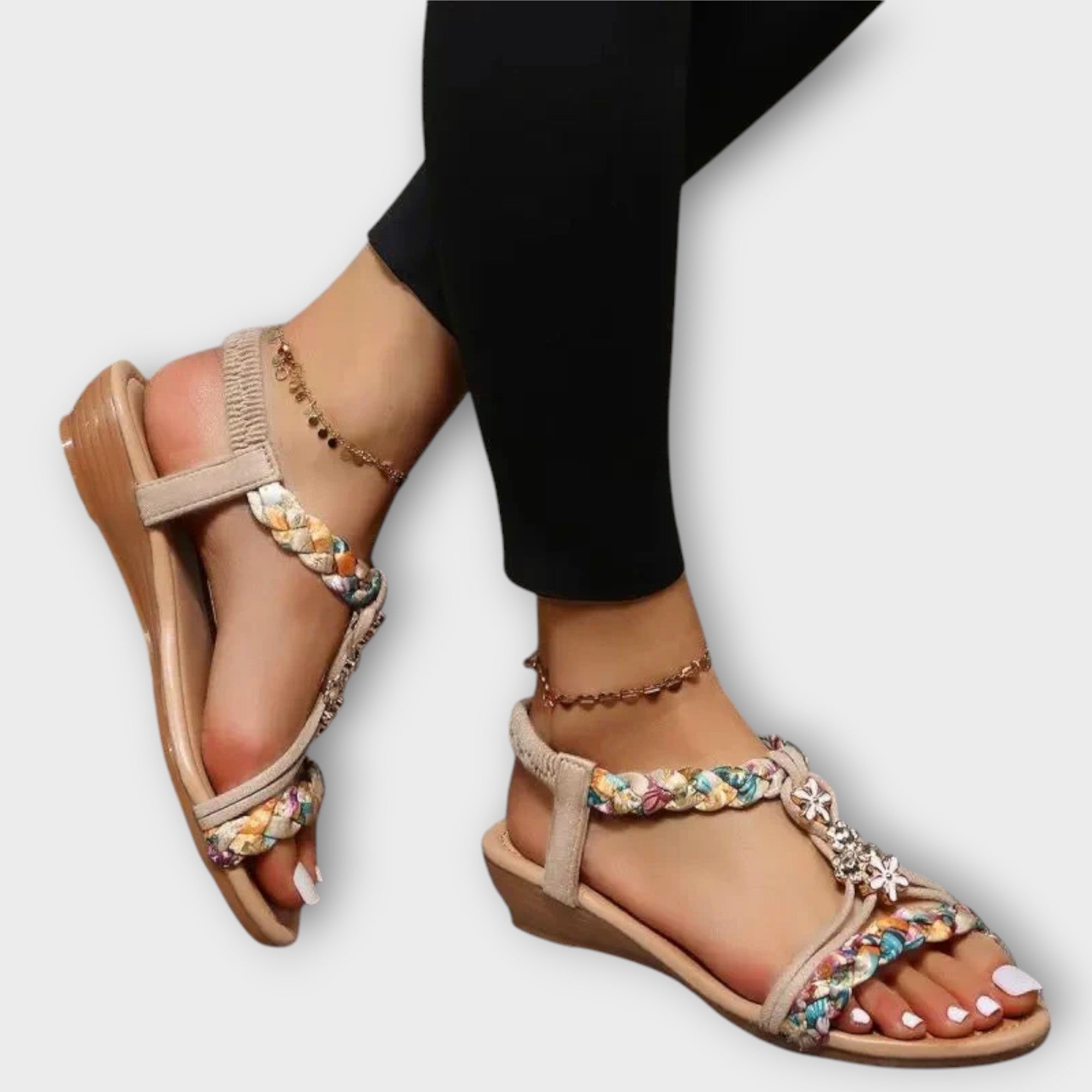 Florencie Boho sandály, barva béžová