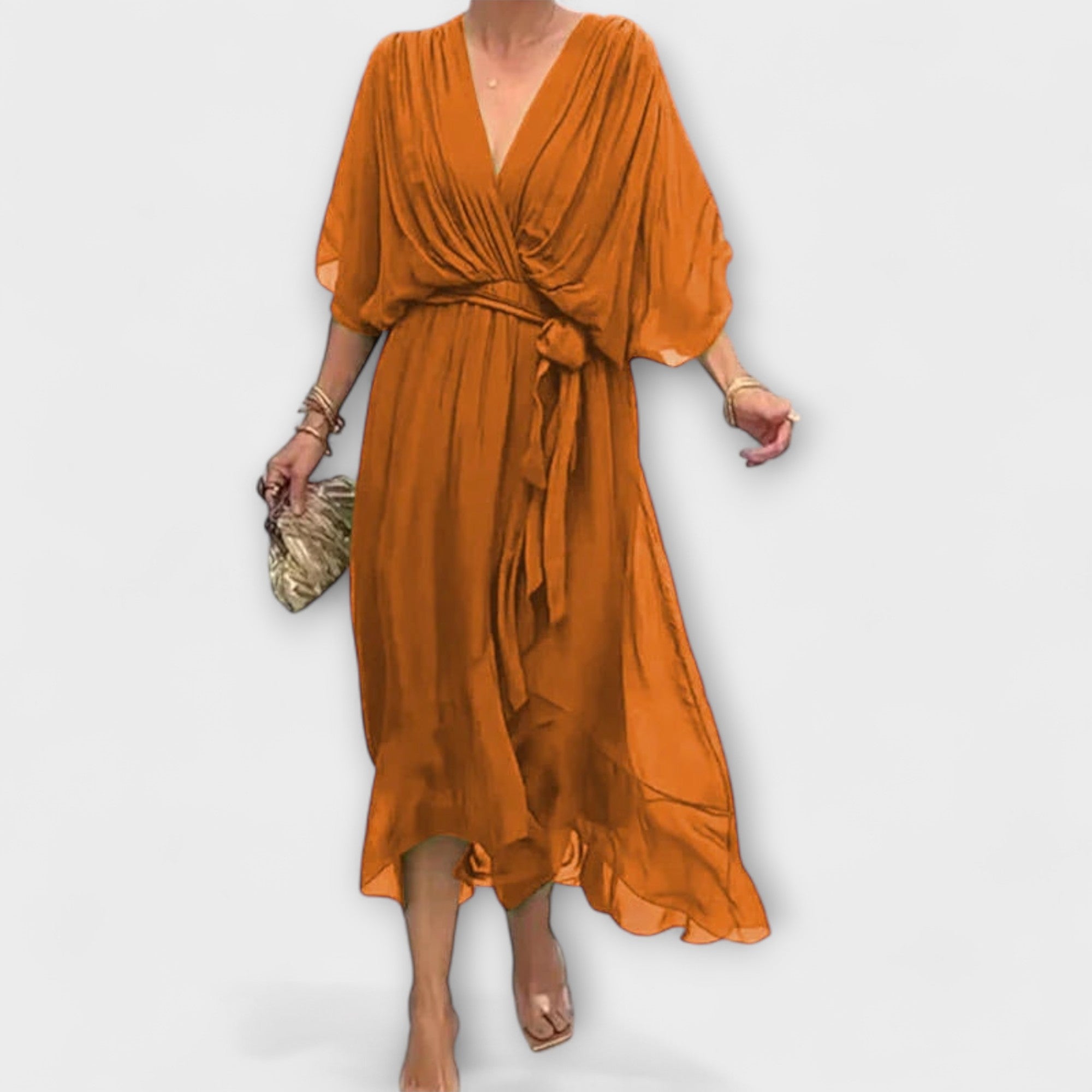 Amalfi Lehké midi šaty, barva oranžová
