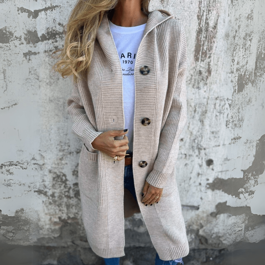 Nina Elegantní pletený kardigan, barva béžová