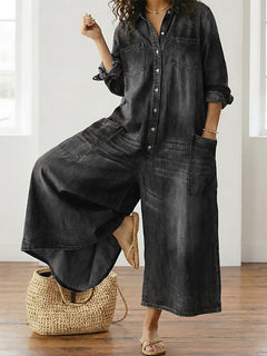 Kate Vintage denim kombinéza s knoflíky