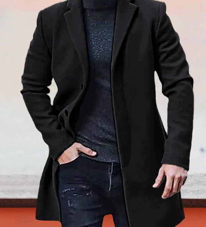 Niko Pánský kabát se sponou, barva černá