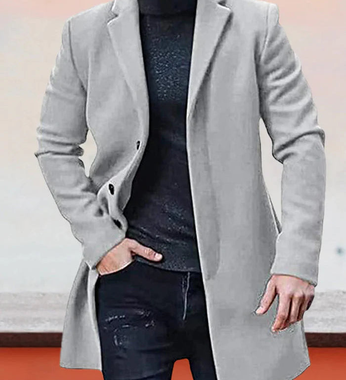 Niko Pánský kabát se sponou, barva světle šedá