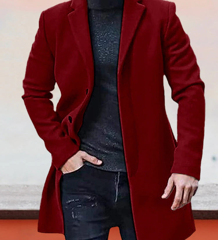 Niko Pánský kabát se sponou, barva vínová