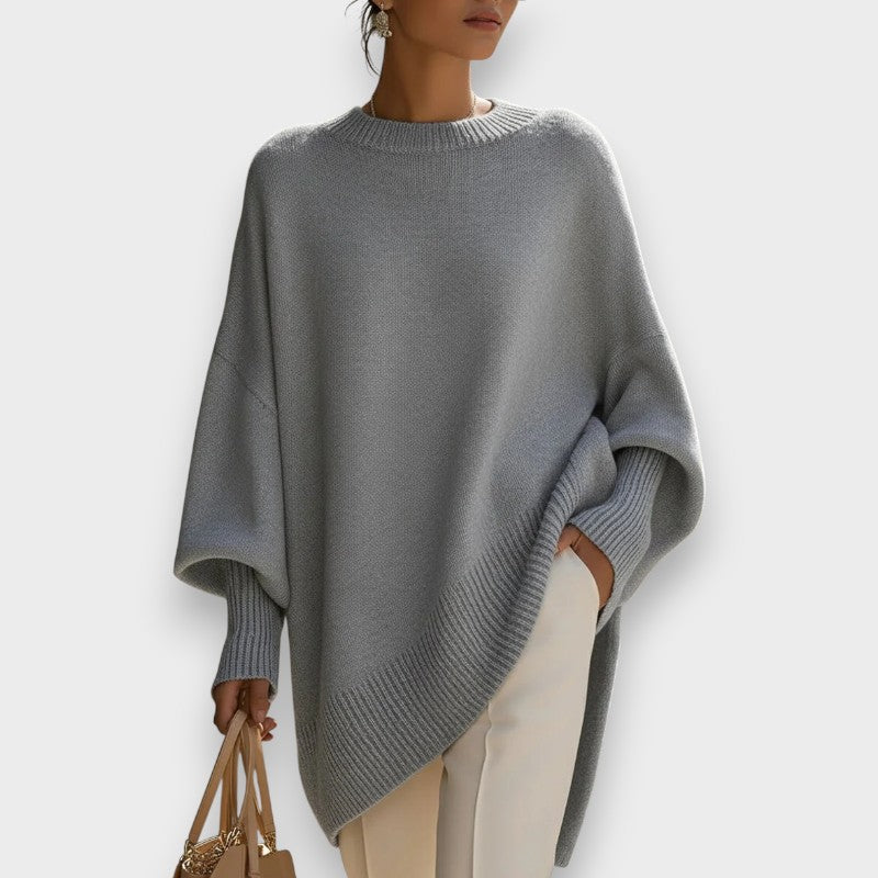 Isabella Pletený svetr oversized střihu, barva šedá