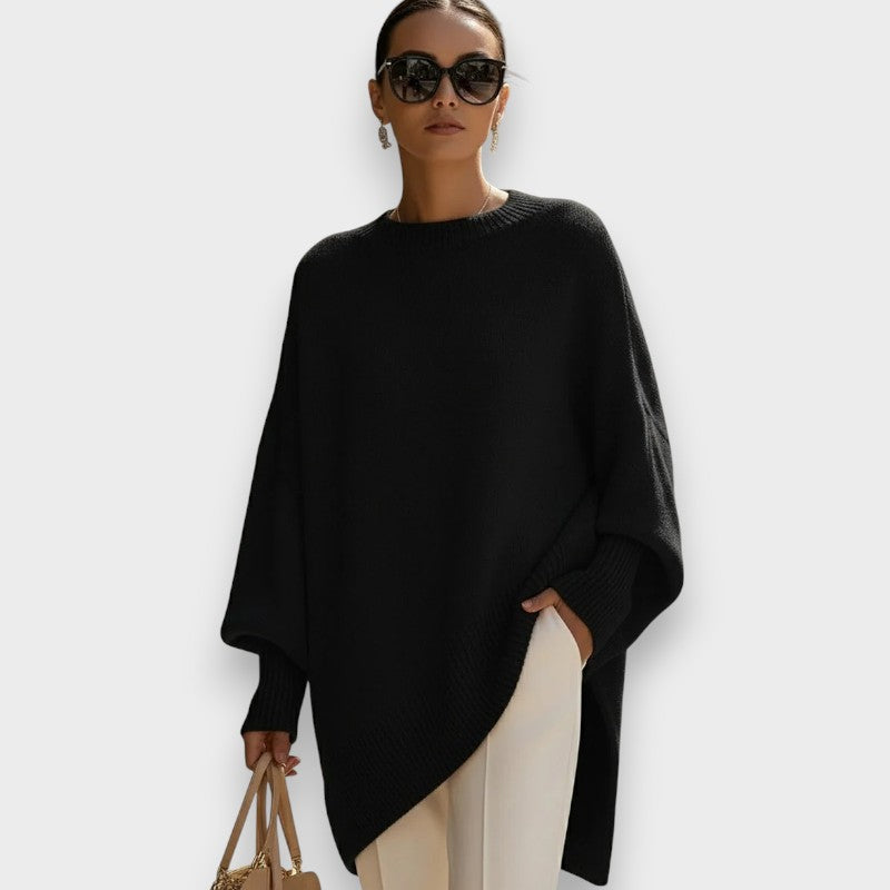 Isabella Pletený svetr oversized střihu, barva černá