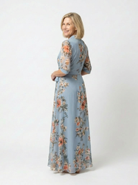Elena Květinové maxi šaty s V výstřihem