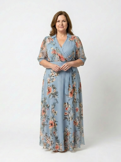 Elena Květinové maxi šaty s V výstřihem