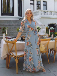 Elena Květinové maxi šaty s V výstřihem