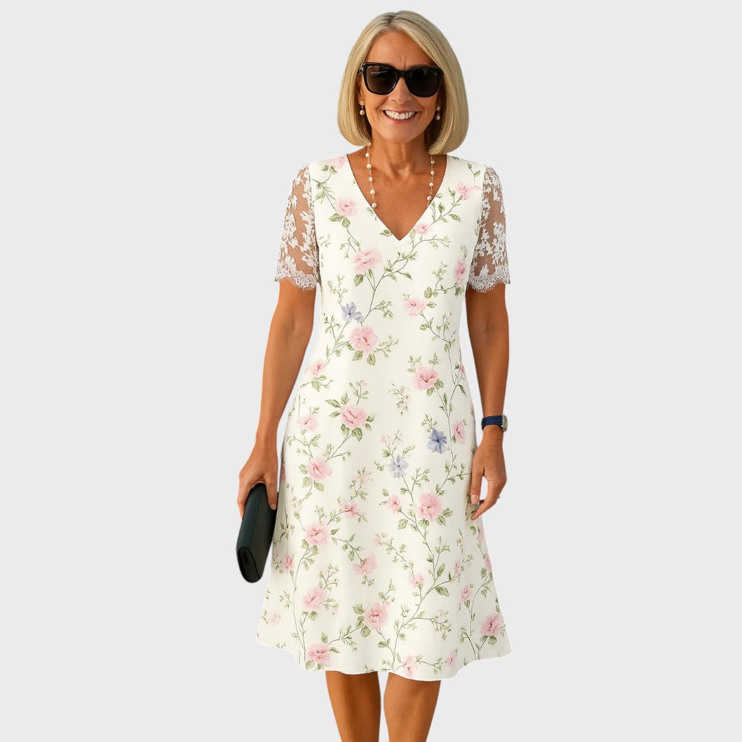 Capri Krajkové elegantní midi šaty, barva bílá